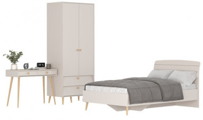 Афина Спальня 07-1200, цвет кашемир серый, сп.м. 1200х2000 мм., б/м, основание есть - фанера