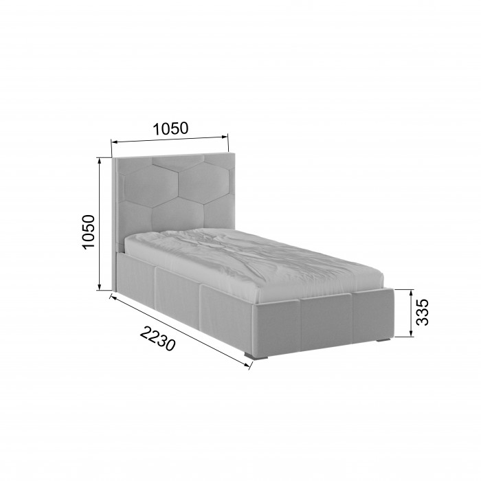 Манука Кровать интерьерная 900 светло-серый, ортопед