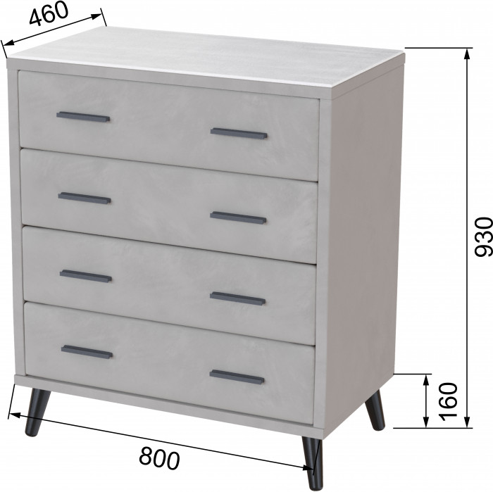 Комод интерьерный Пай светло-серый/мдф холст белый