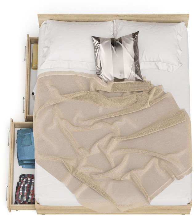 Мори Кровать с ящиками 1600, дуб сонома