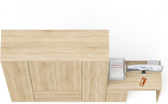 Мори Стол компьютерный МС-1 левый + Шкаф МШ1600.1, цвет дуб сонома, ШхГхВ 250,4х50,4х209,6 см., выдвижной ящик слева, НЕ универсальная сборка