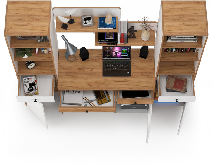 Вуди Компоновка № 09, белый премиум/дуб крафт золотой