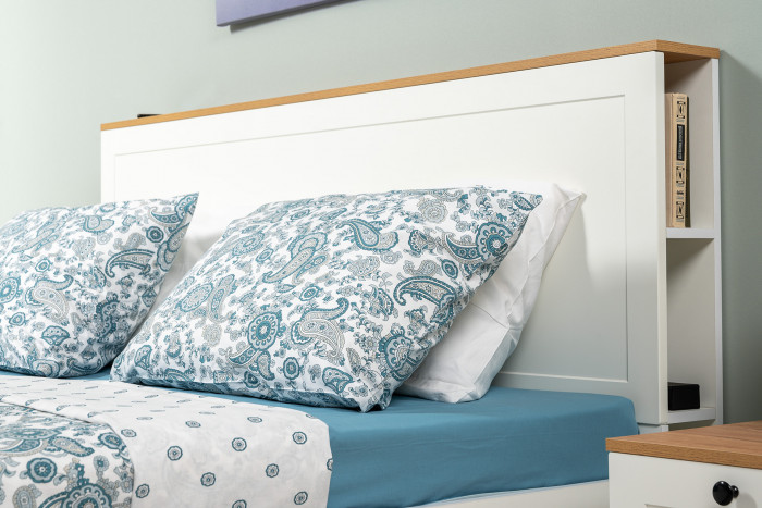 Остин 11.53 Кровать + ортопед + 13.224 Шкаф + 16.47 Тумба под ТВ, белый шагрень/дуб крафт золотой