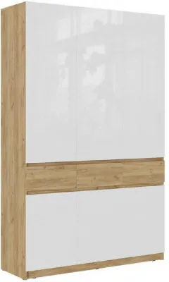 Шкаф Бостон МДФ ШК-002 (Белый глянец, Дуб Крафт Золотой)