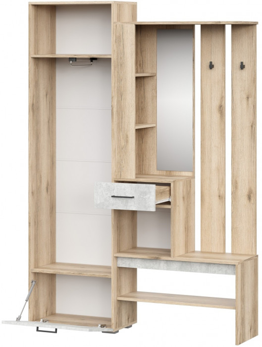 Набор мебели для прихожей "Фаворит 1"Дуб Делано/Цемент Светлый