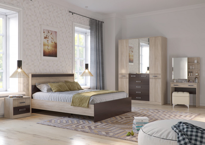 Румба 4-2524дубсонвн Трюмо, цвет дуб сонома/венге, ШхГхВ 80х43х153 см.