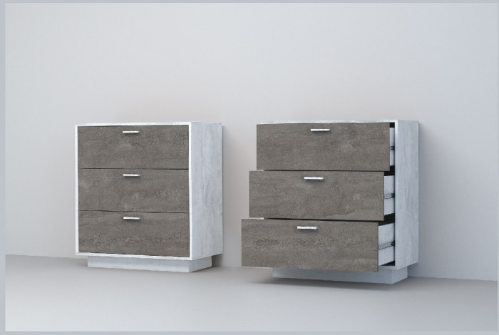 Эго Комод К-3 ПД (Глянец Белый/Бетон Светлый)