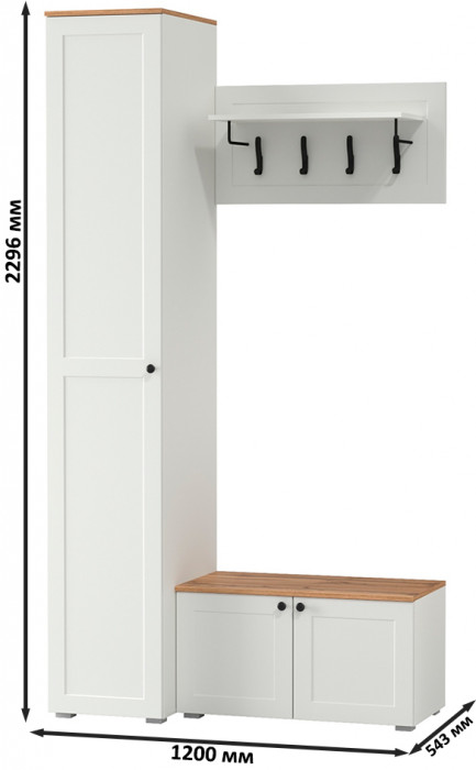 Остин Прихожая 25, белый шагрень/дуб крафт золотой