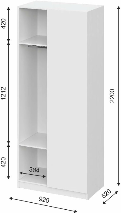 шкаф распашной (угловой) Берген ШКУ-920 белое дерево/белое дерево