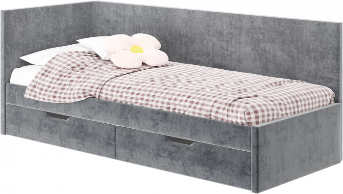 Кровать односпальная "Лео" КР-49 Белый/Грифельный/ЛДСП настил