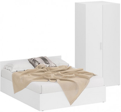 Кровать 1600 + угловой шкаф Стандарт, белый