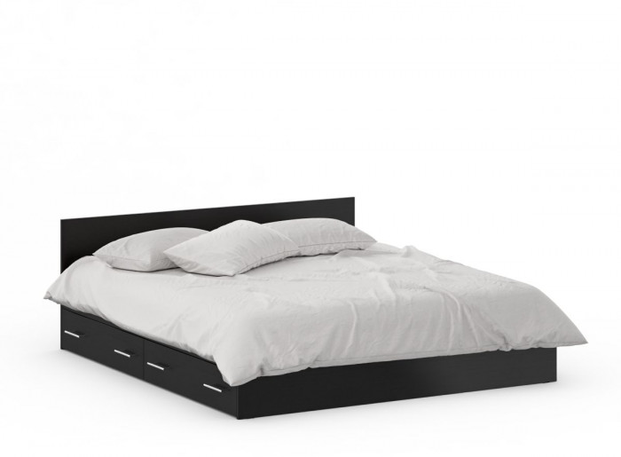 Кровать с ящиками 1800 + Шкаф угловой Стандарт, цвет венге, ШхГхВ 183,5х203,5х70 + 81,2х81,2х200 см., сп.м. 1800х2000 мм., без матраса, основание есть