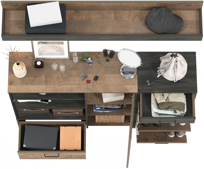 Трувор Прихожая 172, цвет дуб гранж песочный/интра, ШхГхВ 159х37х195 см., универсальная сборка