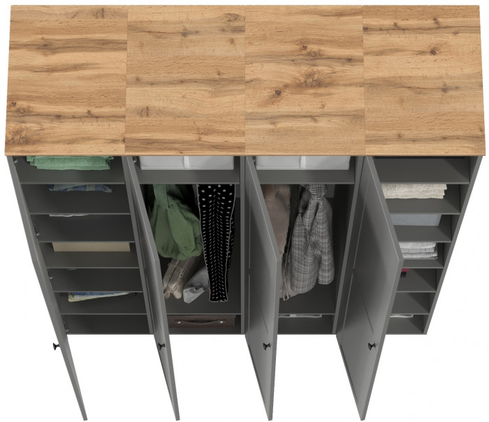 Остин 13.225 Шкаф-пенал 4 шт., цвет серый графит/дуб крафт золотой, ШхГхВ 160х54,3х229,6 см., универсальная сборка