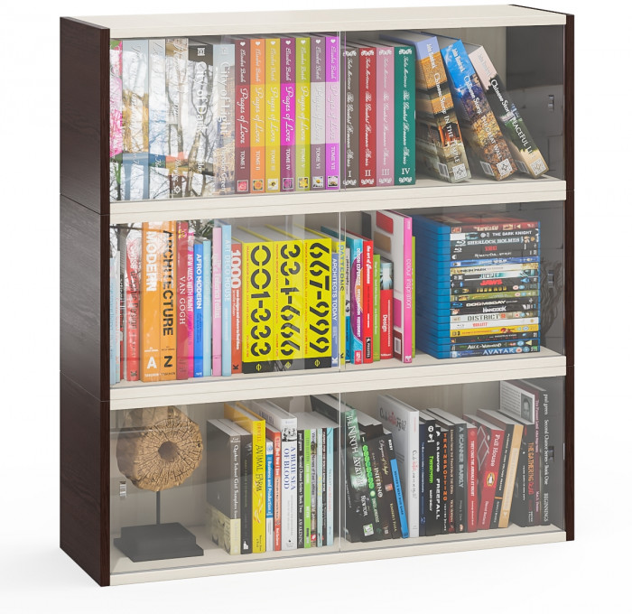 Три полки книжных С-МД-КН01, венге/дуб