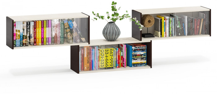 Три полки книжных С-МД-КН01, венге/дуб