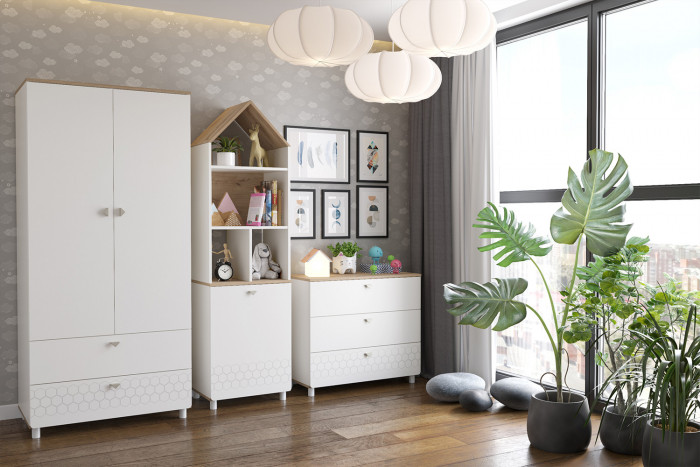 Эйп 13.14 Шкаф комбинированный, белый/дуб белый