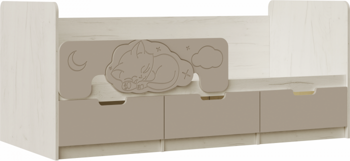 Юниор-4 Кровать 80х160 (Крафт белый, Шарли белый)