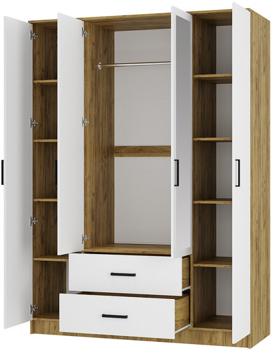 Шкаф 4-х створчатый "Евро" ШК-12 крафт/белый