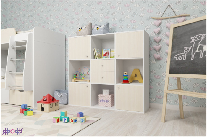 Стеллаж Джери (Винтерберг/Белое дерево)