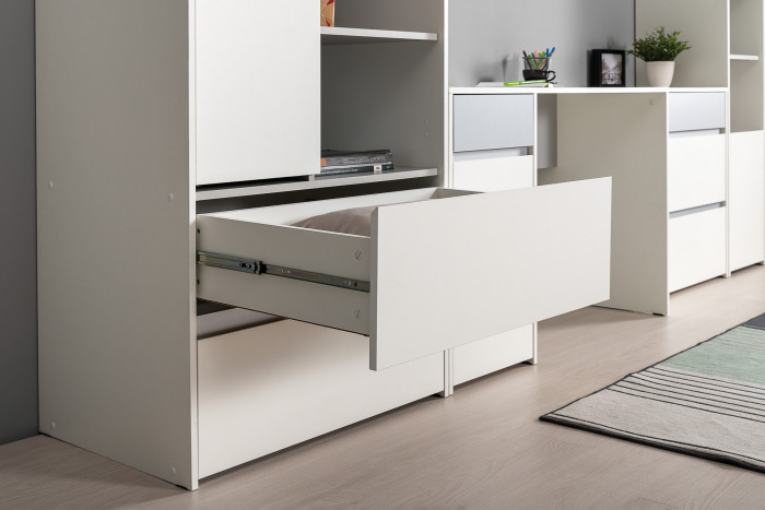 Торонто Компоновка № 17, цвет белый шагрень/стальной серый, ШхГхВ 320х53,1х195,7 см., универсальная сборка