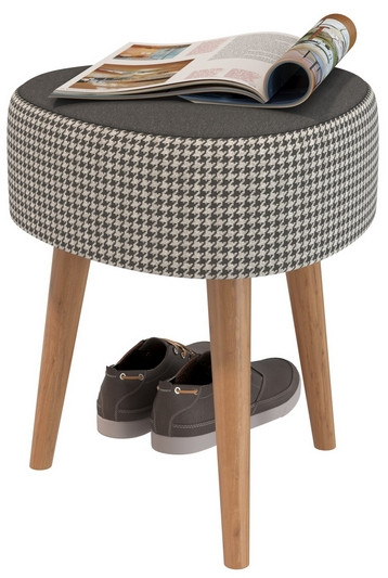 Банкетка 6-5134ТКчёр Ева, цвет ткань чёрная с рисунком, ШхГхВ 38х38х45 см.(банкетка на трёх ножках), цвет ножек: тик