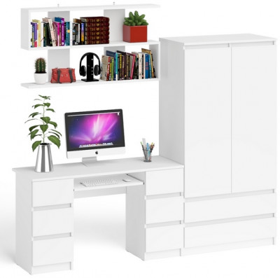 Мори компьютерный стол МС-2 + Шкаф МШ900.1 + Полка 1200, белый