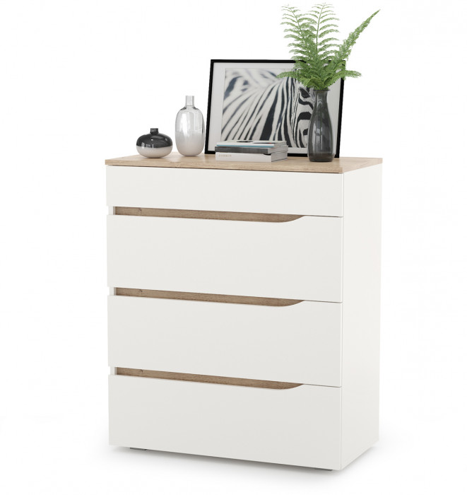 Муссон Кровать 11.28 + подъёмный ортопед + Комод 13.97 + Тумба ТВ 13.276, цвет белый/чёрный/дуб эндгрейн элегантный/кожзам белый, 1600х2000 мм., б/м