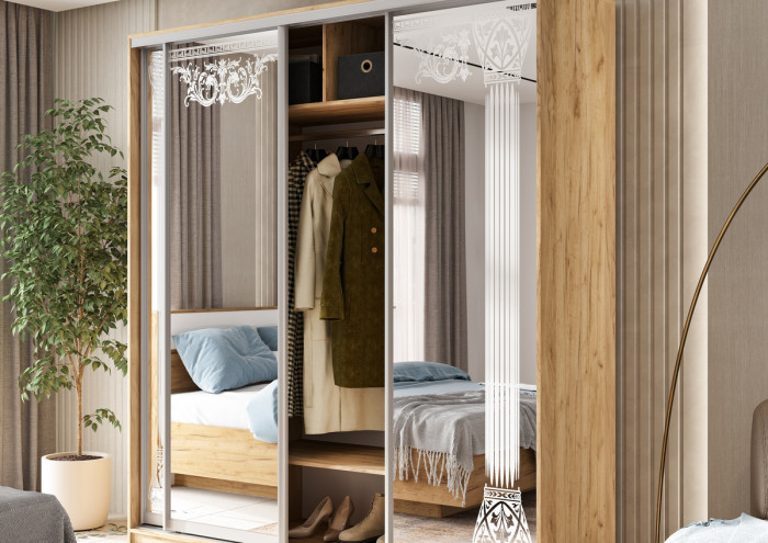 Шкаф-купе Тринити-5 (2,0 м), Дуб крафт золотой