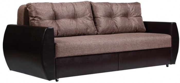 Диван-кровать Бостон 150х195, еврокнижка, рогожка/экокожа, коричневый