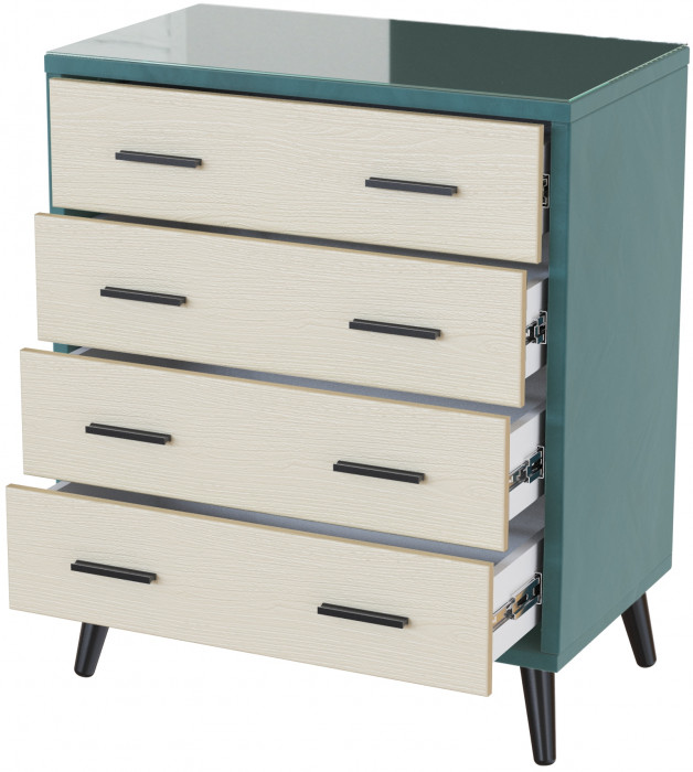 Комод интерьерный Ланс бирюза/мдф клен кремовый