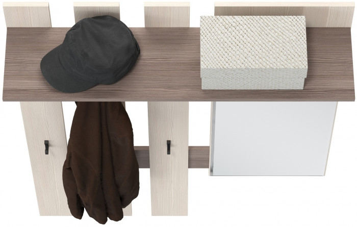 Лира ГК 2-3814бод.тем/св Вешалка с зеркалом, цвет бодега тёмный/бодега светлый, ШхГхВ 100х28х135 см., универсальная сборка