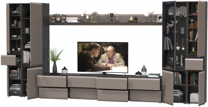 Сидней Комплектация № 114, корпус: антрацит/фасады: МДФ веллюто капучино