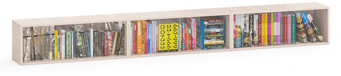Три полки книжных С-МД-КН01, ясень шимо светлый