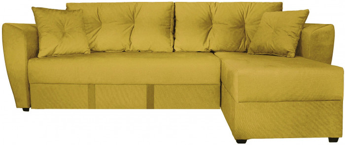 Диван-кровать угловой Амстердам Люкс, 150х200, еврокнижка, велюр, желтый