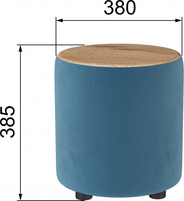 Пуф Пай, светло-голубой/мдф дуб канадский