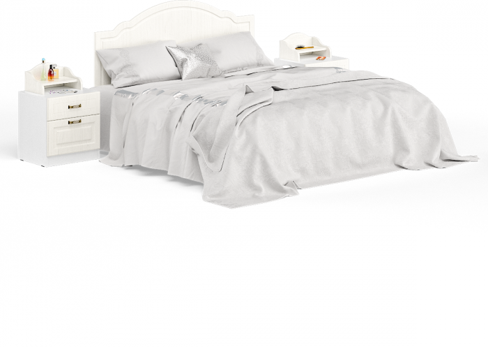 Ливерпуль Кровать 11.08 + осн. + ножки + две Тумбы 08.146 + две 10.117, ясень ваниль/белый