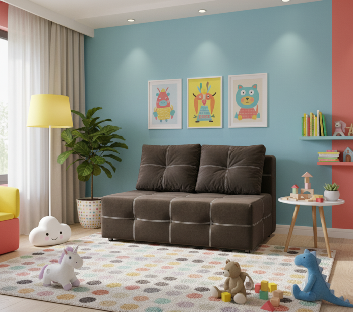 Диван-аккордеон Марс мини, сп.м. 160х200, велюр коричневый