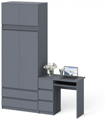 Мори компьютерный стол МС-6 левый + Шкаф МШ900.1 + Антресоль МА900.1, графит