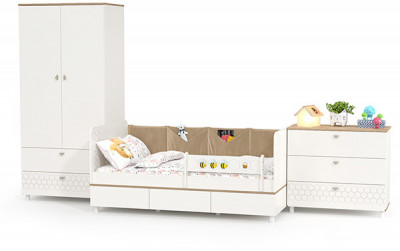 Эйп Детская № 6, цвет белый/дуб белый, сп. м. 800х1600 мм., б/м, основание есть, максимальная нагрузка 80 кг., рекомендуемая высота матраса 120 мм.