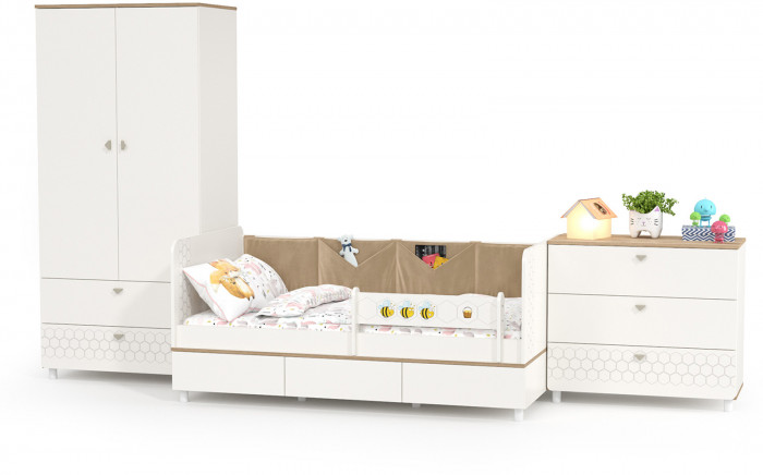 Эйп Детская № 6, цвет белый/дуб белый, сп. м. 800х1600 мм., б/м, основание есть, максимальная нагрузка 80 кг., рекомендуемая высота матраса 120 мм.