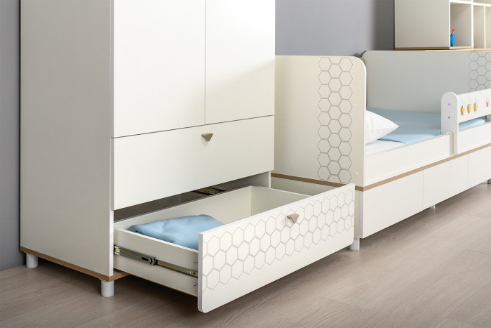 Эйп Детская № 6, цвет белый/дуб белый, сп. м. 800х1600 мм., б/м, основание есть, максимальная нагрузка 80 кг., рекомендуемая высота матраса 120 мм.