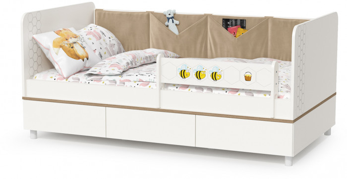 Эйп Детская № 6, цвет белый/дуб белый, сп. м. 800х1600 мм., б/м, основание есть, максимальная нагрузка 80 кг., рекомендуемая высота матраса 120 мм.