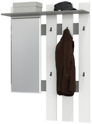 Лира ГК 2-3814граф/бел Вешалка с зеркалом, цвет графит/белый, ШхГхВ 100х28х135 см., универсальная сборка