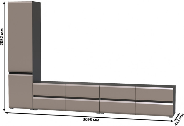 Сидней Комплектация № 127, корпус: антрацит/фасады: МДФ веллюто капучино