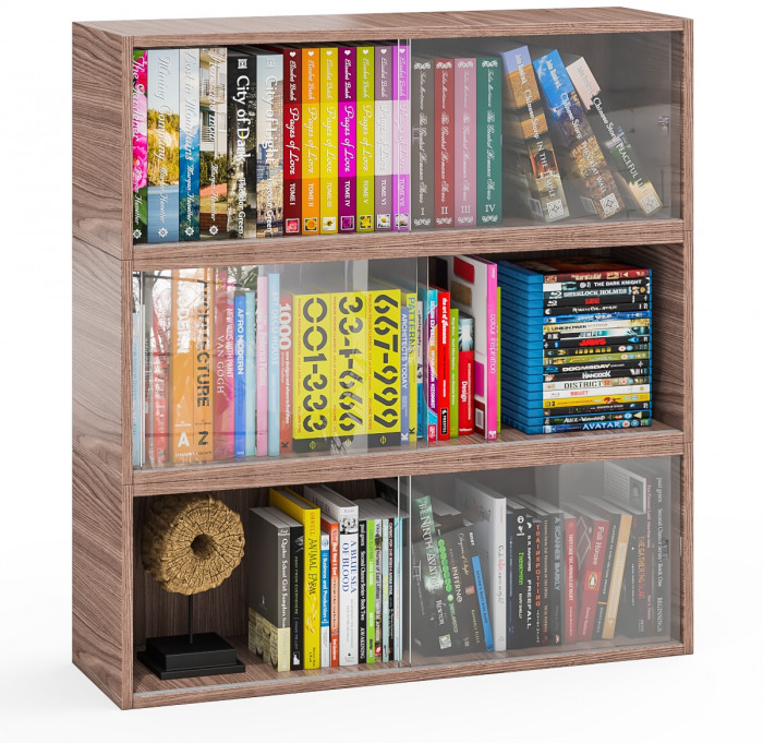 Три полки книжных С-МД-КН01, ясень шимо тёмный