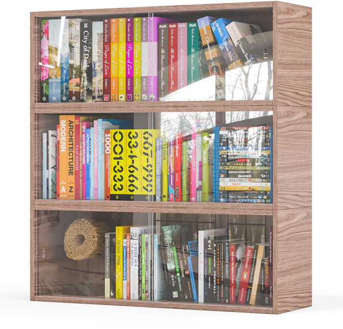 Три полки книжных С-МД-КН01, ясень шимо тёмный