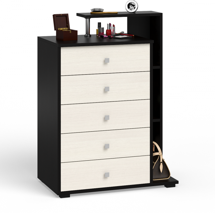 Камелия спальня № 7 Кровать 900 + Стол косметический + Зеркало + Комод, венге/дуб лоредо