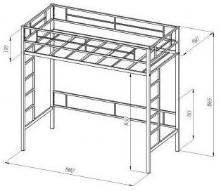Кровать-чердак Севилья 1.1, черная