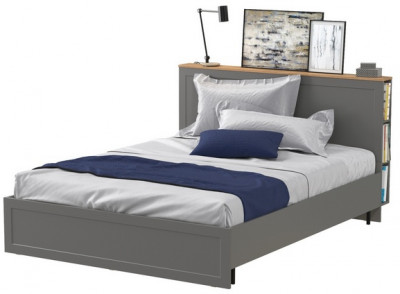 Остин 11.53 Кровать + ортопед, серый графит/дуб крафт золотой